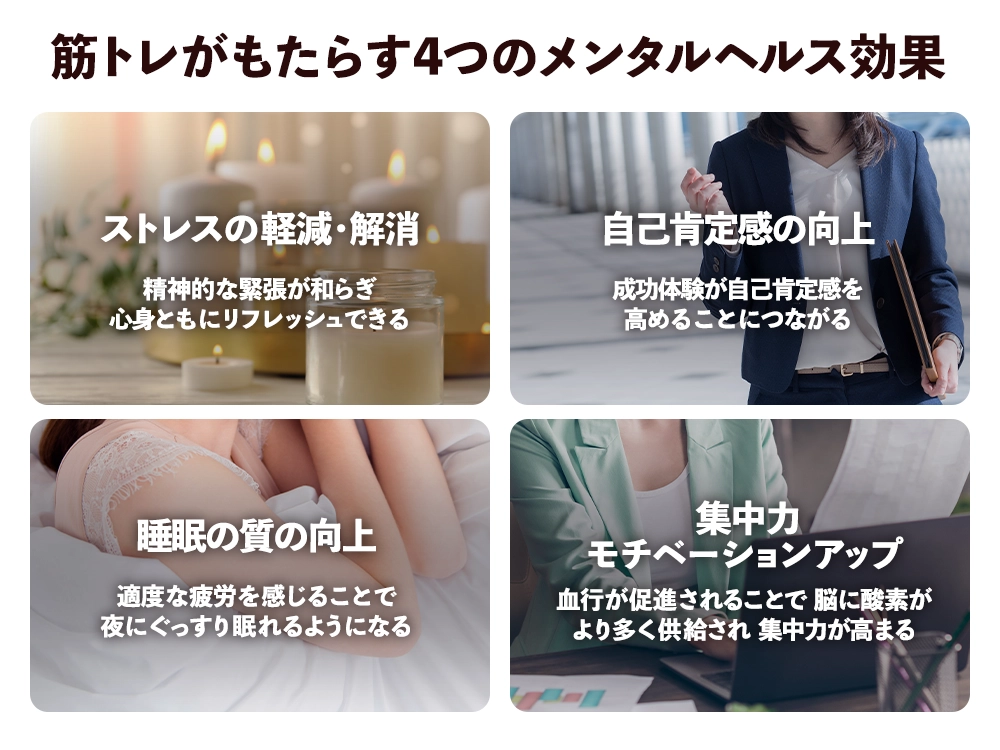 「筋トレがもたらす4つのメンタルヘルス効果」の画像