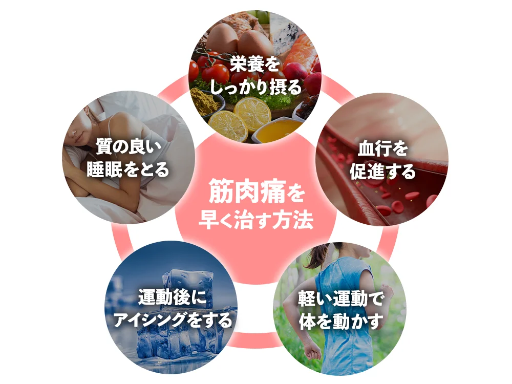 「筋肉痛の回復を早める正しいケア方法」の画像