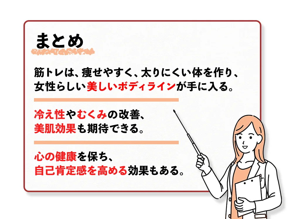 「女性が筋トレをするべき理由と得られる効果のまとめ」の画像